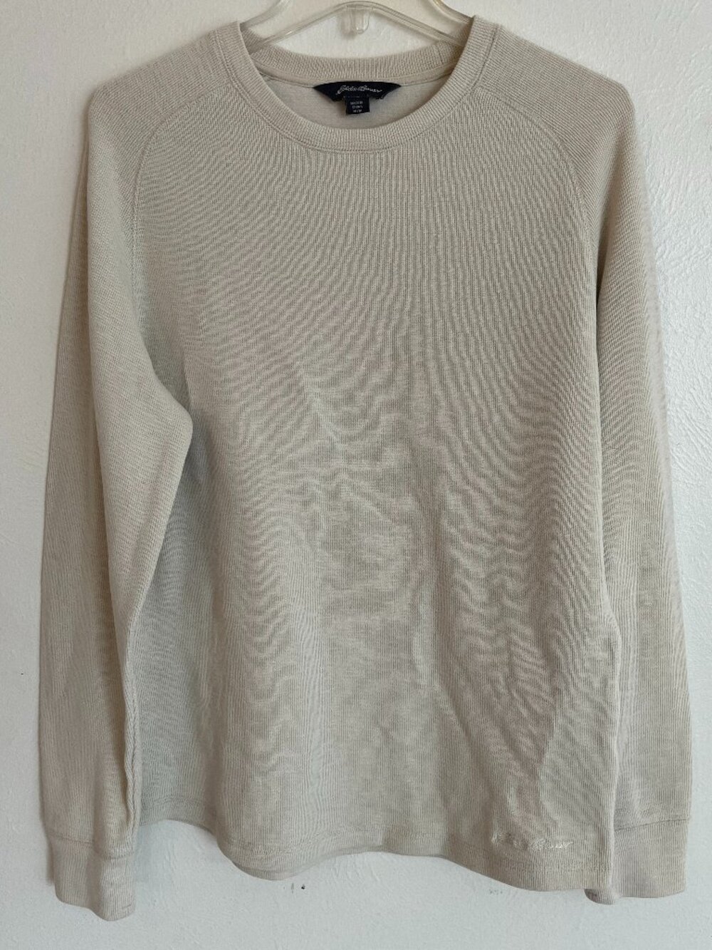 Eddie Bauer Men's Cozy Cream Double Knit Crew Shirt Size Medium